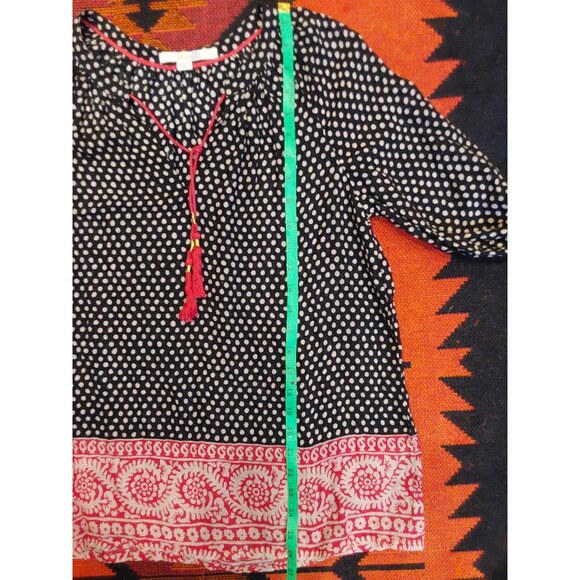 Boden Women's Bohemian Style Black Polka Red/Cream Scroll Bottom Top. Size 4 - Picture 8 of 12